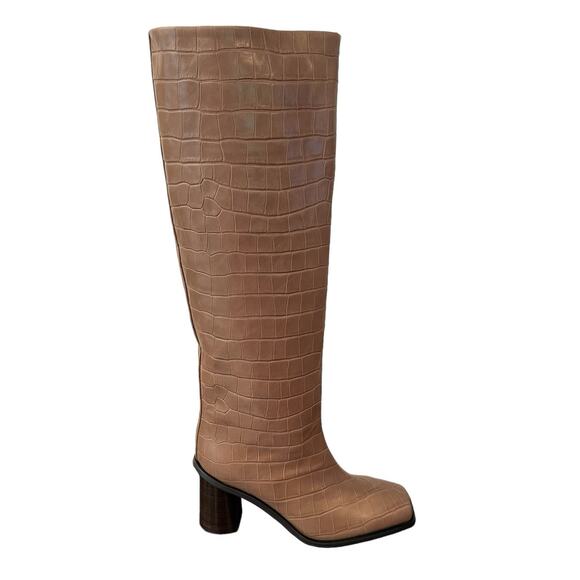 Marc Cain Women's Alligator Print Leather Knee High Article Boots Taupe 6.5 NIB - Picture 4 of 11